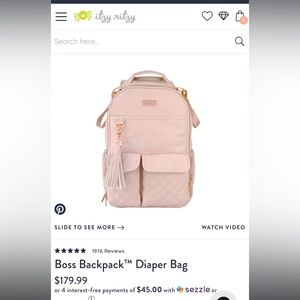 NWT Itzy Ritzy Boss Backpack Diaper Bag in blush crush